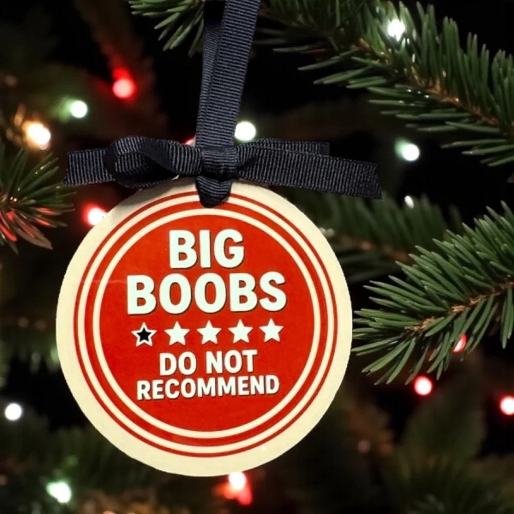 Funny BIG B00BS Christmas Ornament, Holiday Hilarious & Custom Personalized Gift
